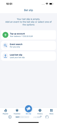 Pantalla de apuesta de 1xBet